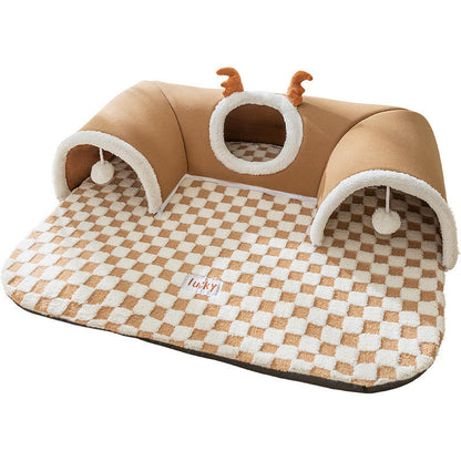 Premium Collapsible Cat Tunnel & Pet Bed