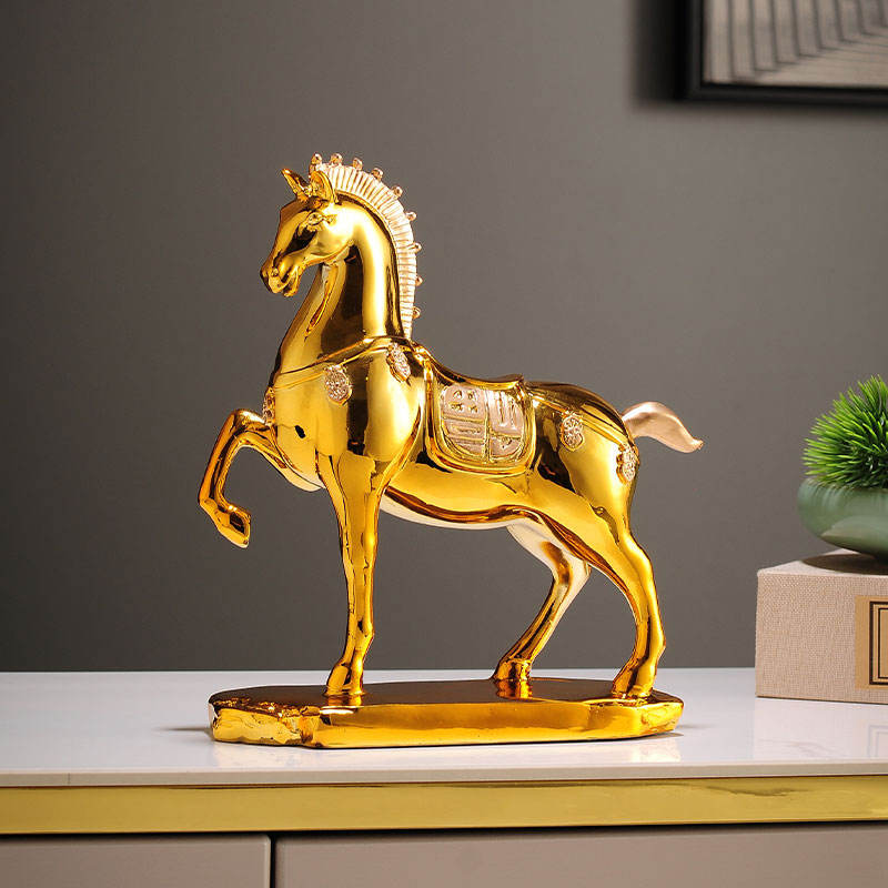 Luxurious Chinese Style Ma Resin Statue